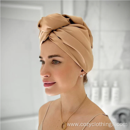 Quick dry microfiber satin hair turban towel wrap